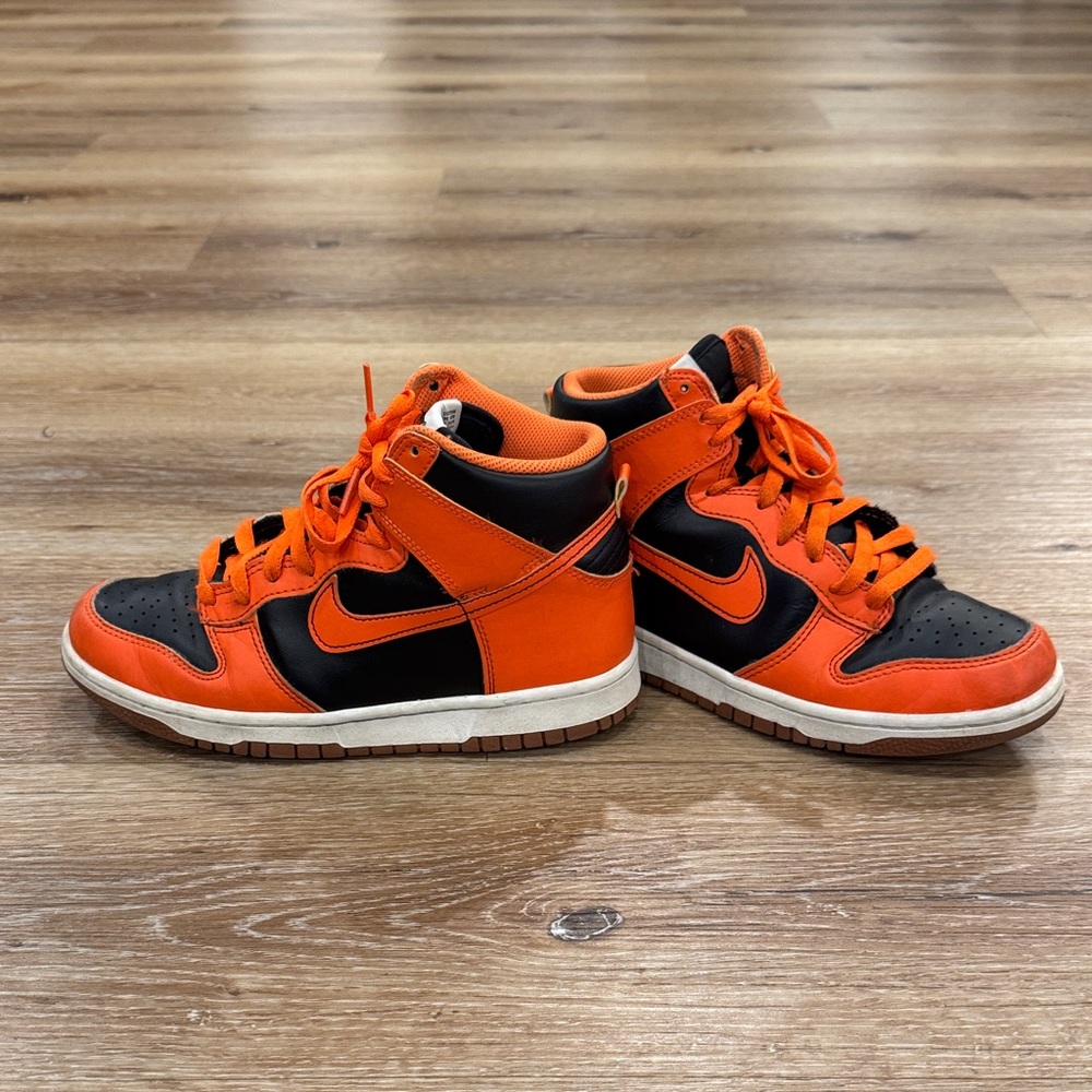 Nike Kids Orange and Black High-Top Sneakers
